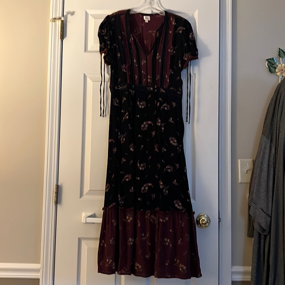 Floral Black and Maroon Dress